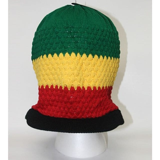 Knitted Beanie, Red Green Yellow Black